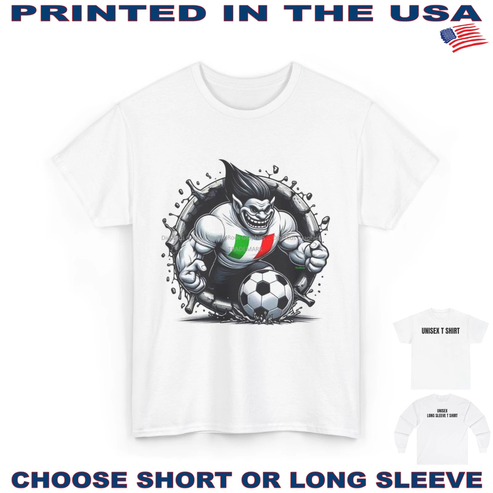 Soccer Team Italian Troll Italy Field Player DigiRods Cartoon T Shirt