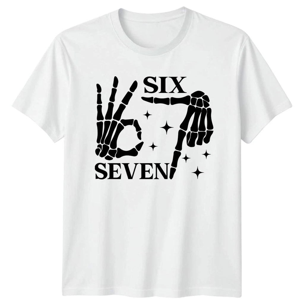 Skeleton Hands Six Seven Numbers Graphic Tee Mens Womens Unisex T-Shirt