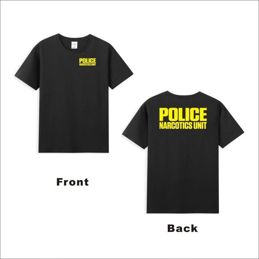 POLICE Narcotics Unit Law Enforcement Drugs Front & Back Print Men's T-Shirt