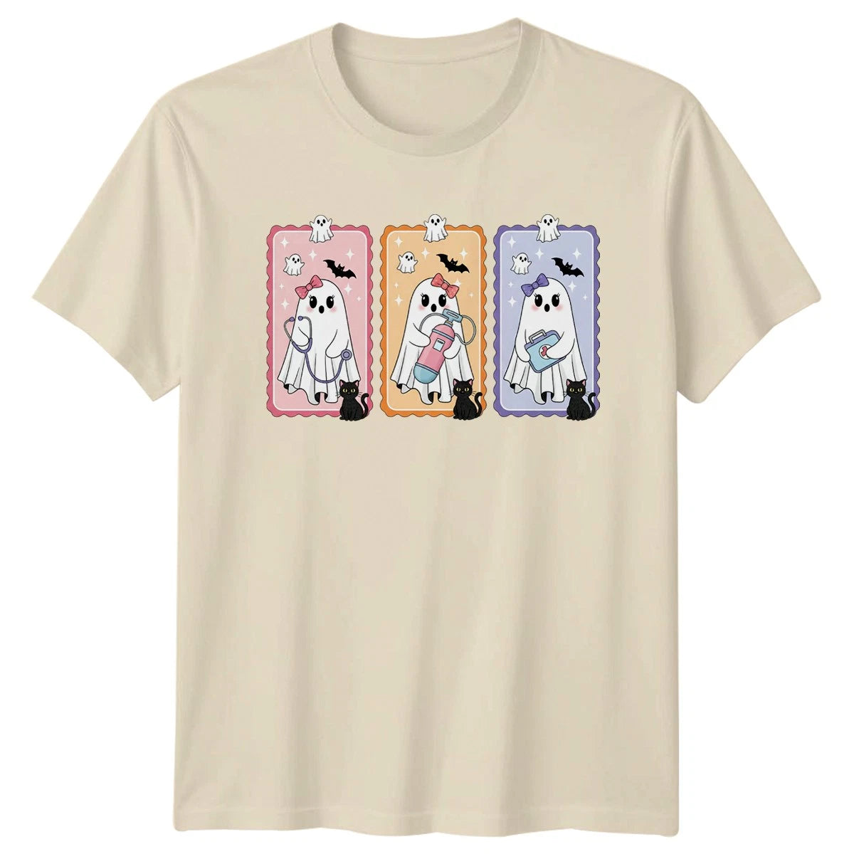 Cute Ghost Nurse Squad Womens T-Shirt Halloween Nurse Nursing Gift For Her