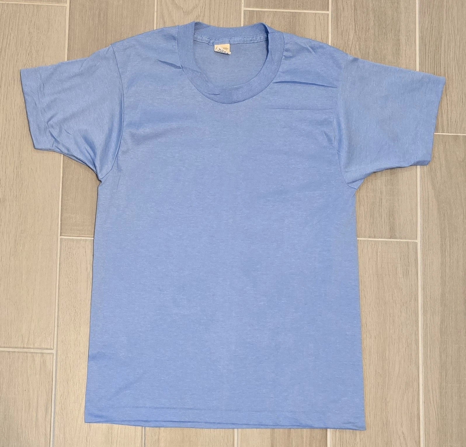 Vintage Screen Stars Blank Light Blue Shirt Size Medium 80’s Single Stitch USA