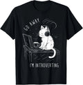 Introvert Cat with Coffee on Computer Antisocial Emo Goth T-Shirt