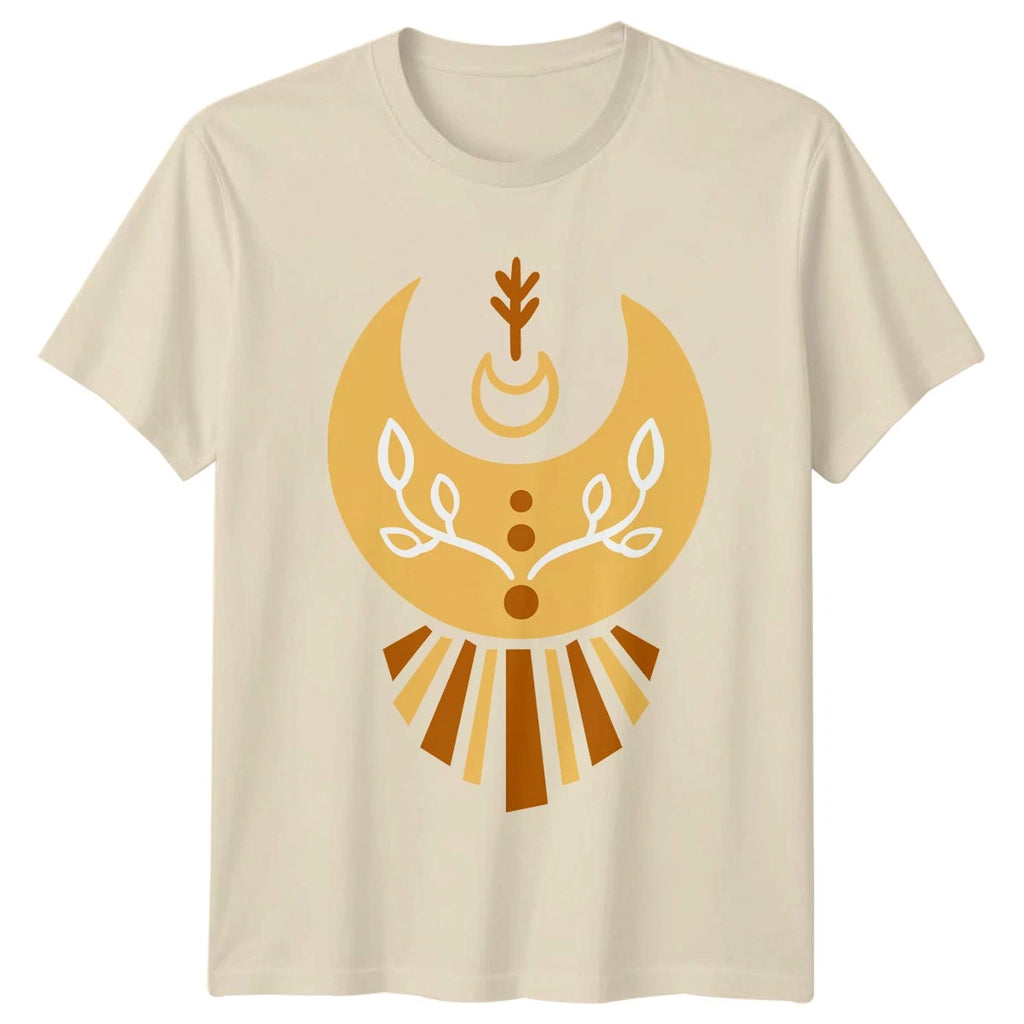 Boho Celestial Moon Botanical Abstract T-Shirt Botanical Nature Birthday