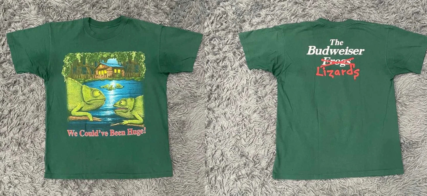 Vintage 90s Budweiser T-Shirt Could've Been Huge Lizards 1997 Frogs S-5XL