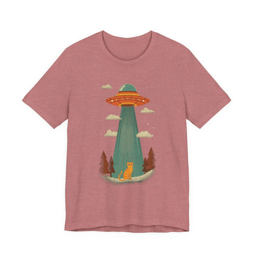 Alien UFO Abduction Cat T-Shirt | Retro Sci‑Fi Cat Tee