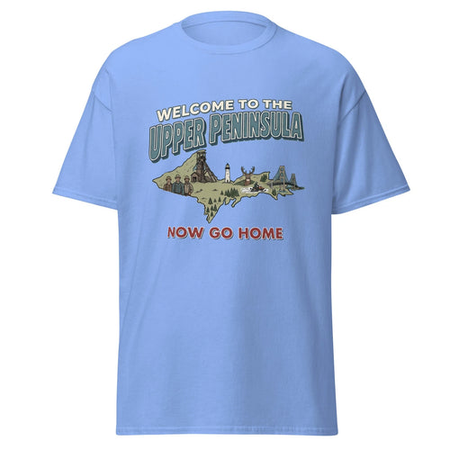 "Now Go Home" Upper Peninsula Shirt - Funny Yooper Gift - 906 Postcard Art