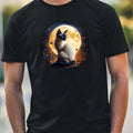Mens Siamese Cat Full Moon Motif Cotton T-Shirt Size XS to 5XL