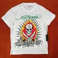 ED HARDY Designs T-Shirt Men's MEDIUM Graphic Tattoo White Pirate Skull Y2K