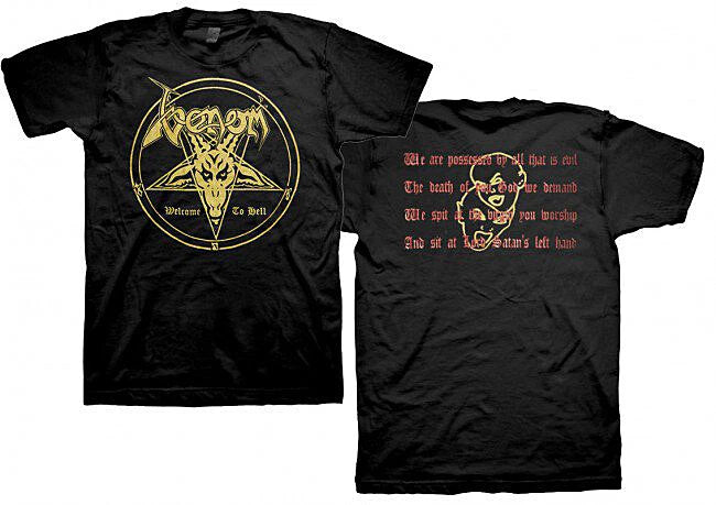 New Authentic Venom Welcome to Hell Album Pentagram Black Metal Band T-Shirt