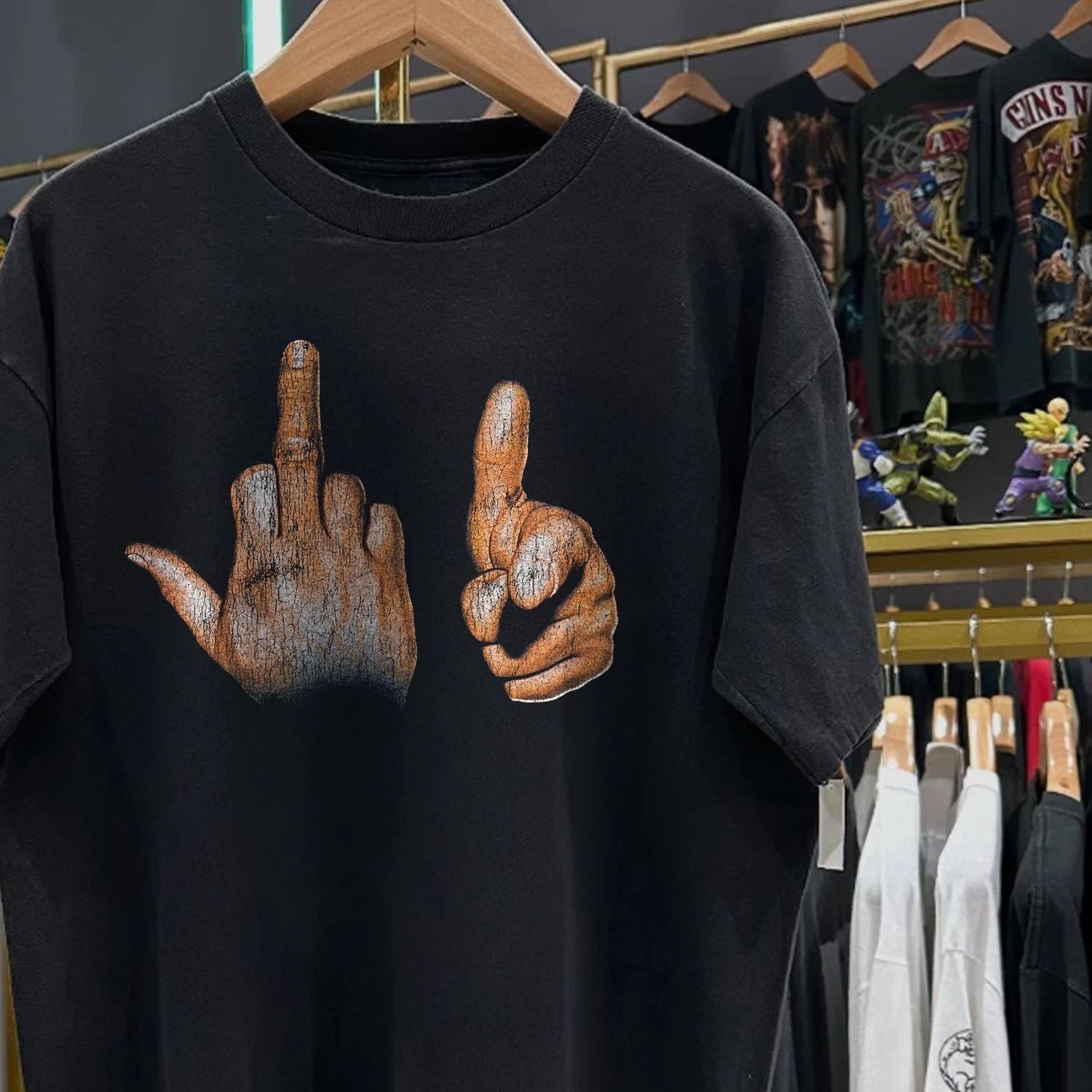 90s Two-Finger Salute Classic T-Shirt Black XL