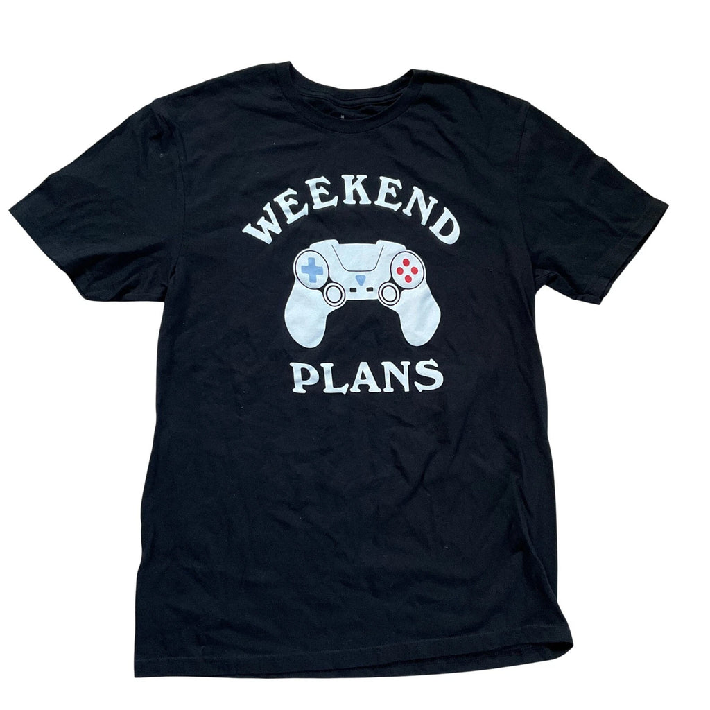 Weekend Plans Video Game Controller Graphic T-Shirt Black Sz M Gamer Lounge Wear