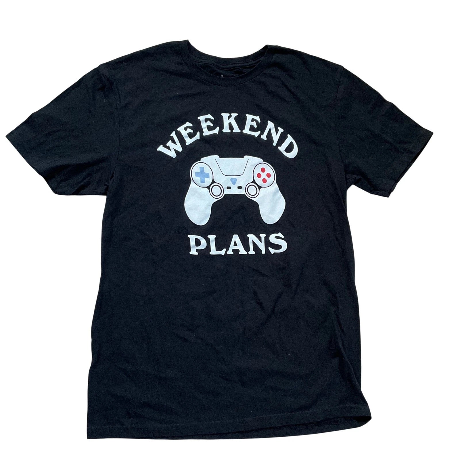 Weekend Plans Video Game Controller Graphic T-Shirt Black Sz M Gamer Lounge Wear