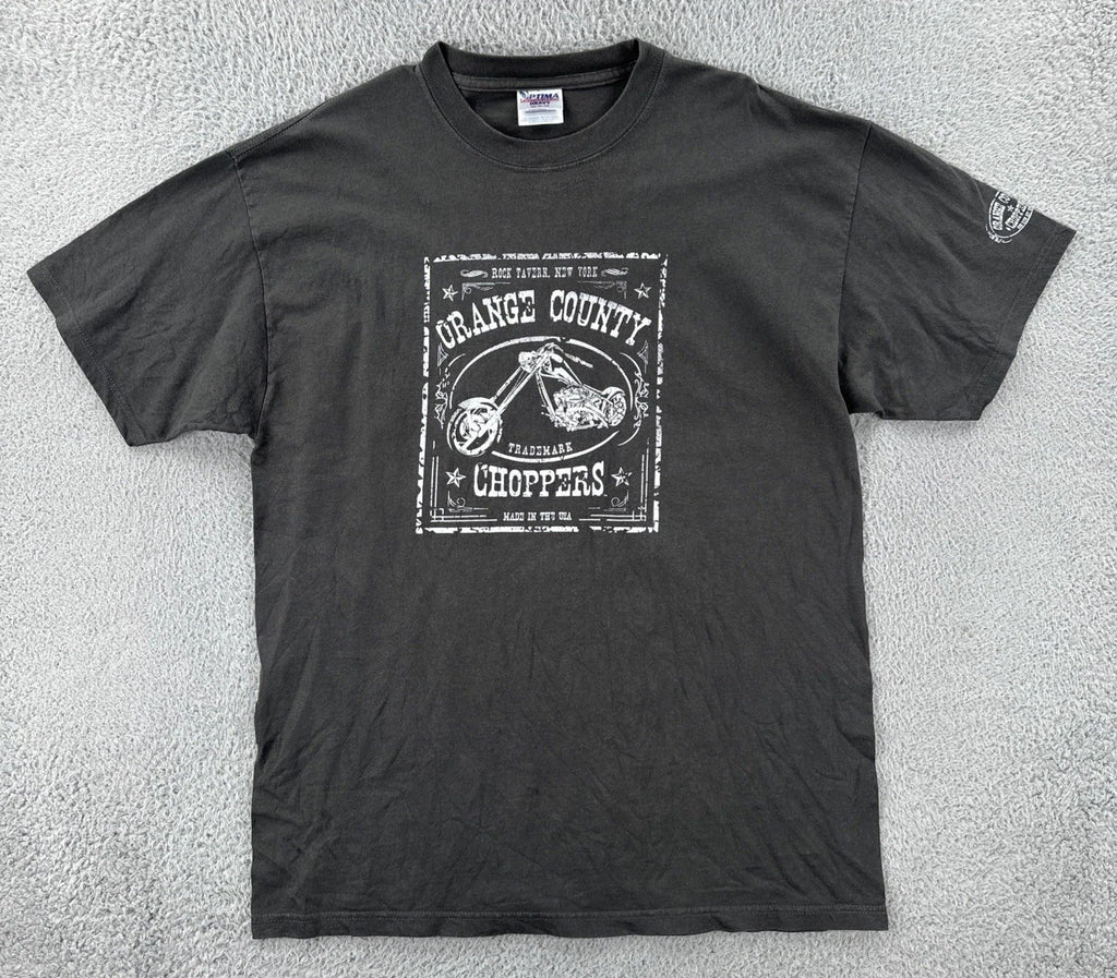 Vtg Optima Cottonwear Mens XL Gray Shirt Orange County Choppers Graphic Tee Y2K