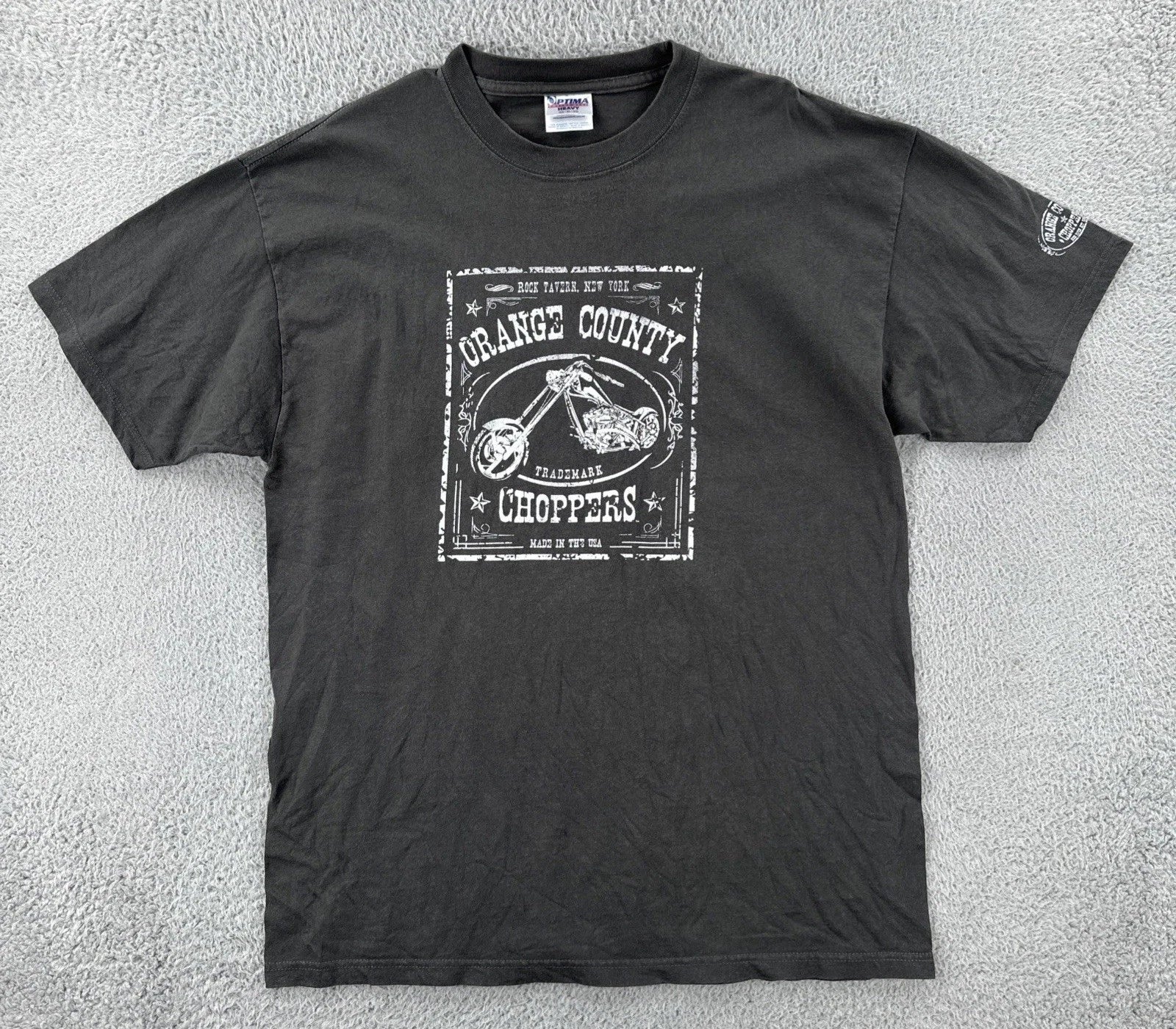 Vtg Optima Cottonwear Mens XL Gray Shirt Orange County Choppers Graphic Tee Y2K