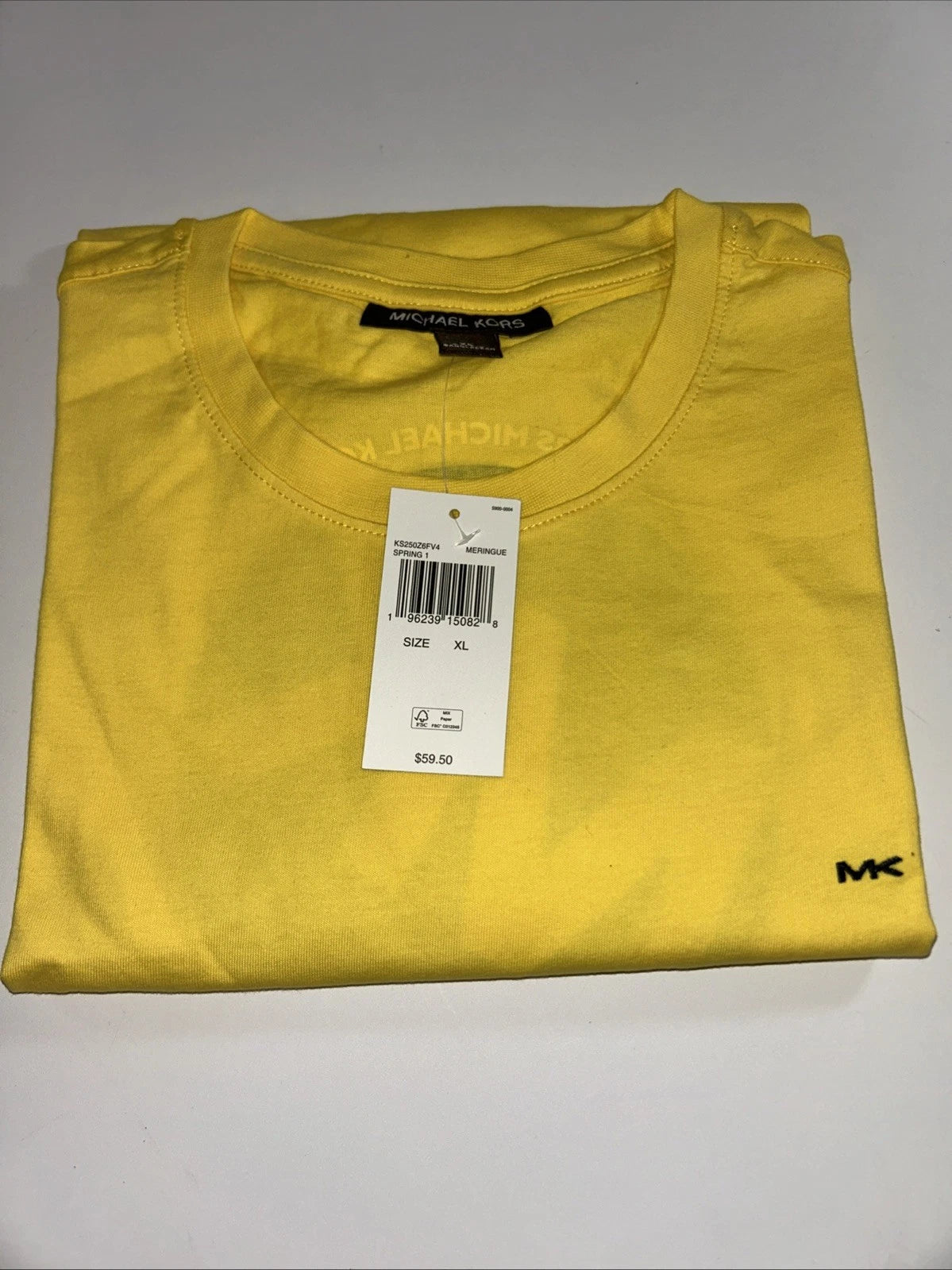 Michael Kors Meringue Yellow Black Logo Shirt - Size XL - NEW!