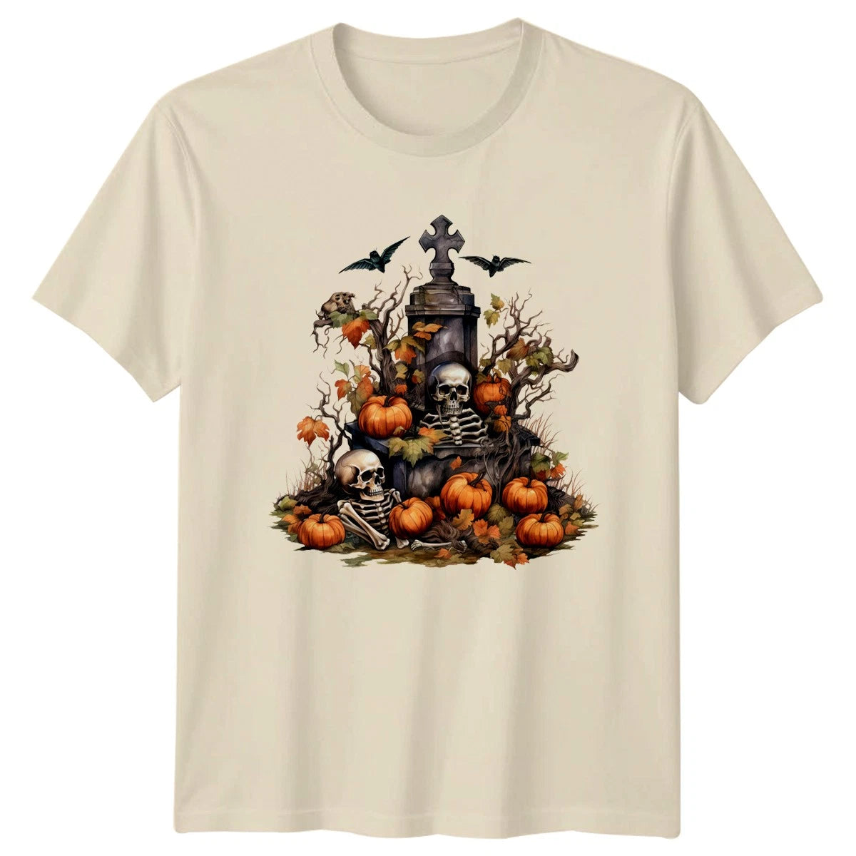 Spooky Graveyard Skeleton T-Shirt Vintage Halloween Gift For Him And Her