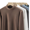 Men Double Sided Velvet T Shirt Half High Collar Long Sleeve Daily Wear