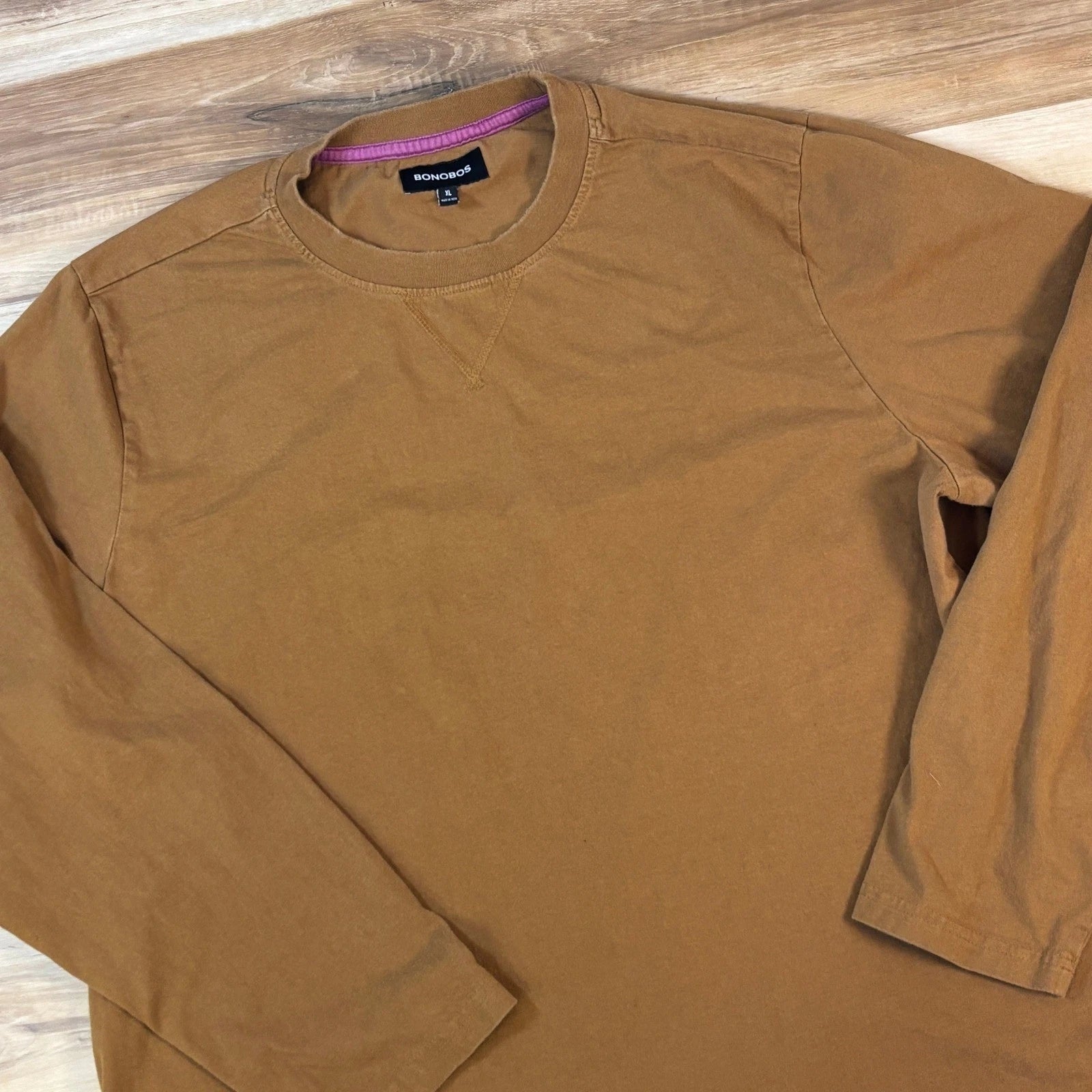 Bonobos Long Sleeve T-Shirt Mens XL Minimalist Organic Cotton Heritage Brown