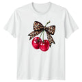 Wild Cherries Leopard Print Bow Womens T-Shirt Pinup Style Fashion Aesthetic