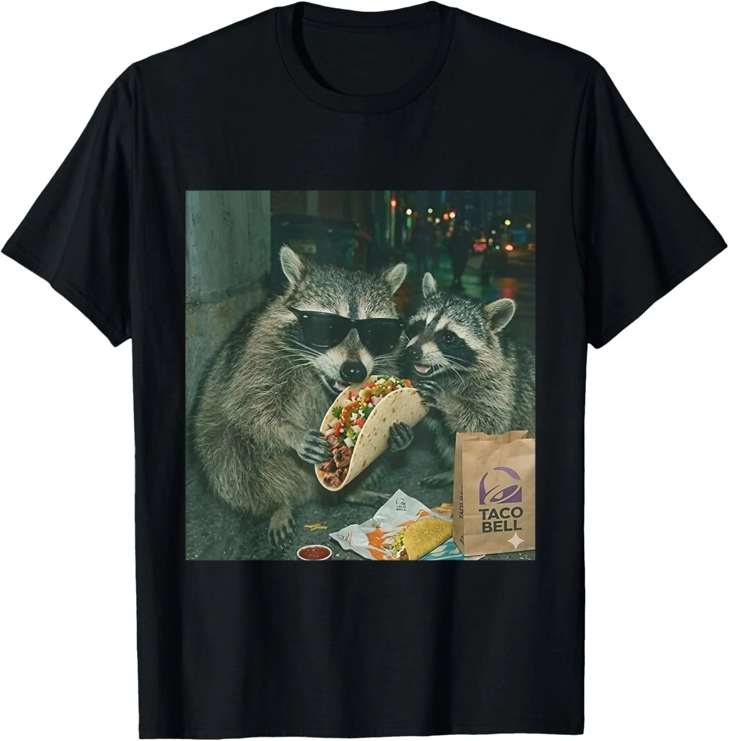 Funny Raccoons Eating Taco Meme Trash Panda Food T-Shirt unisex T-Shirt