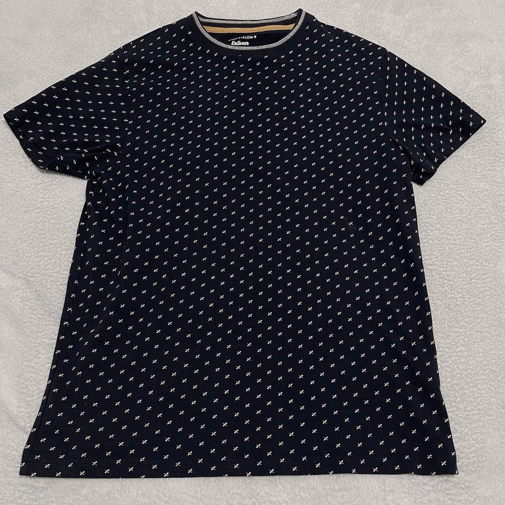 Craft Flow Shirt Mens Medium Blue Navy Birdseye Print Modern Geometric Knitwear