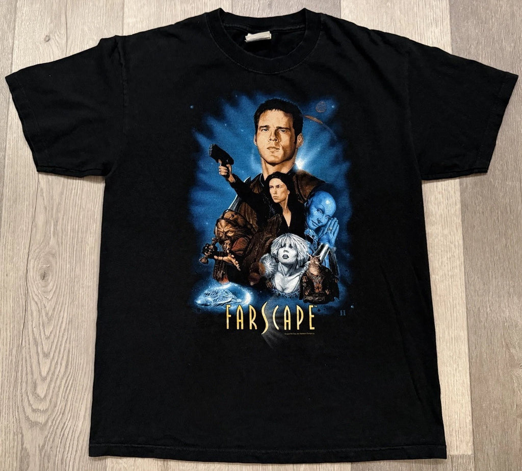 Vintage Y2K Farscape Black Graphic T-Shirt - Medium