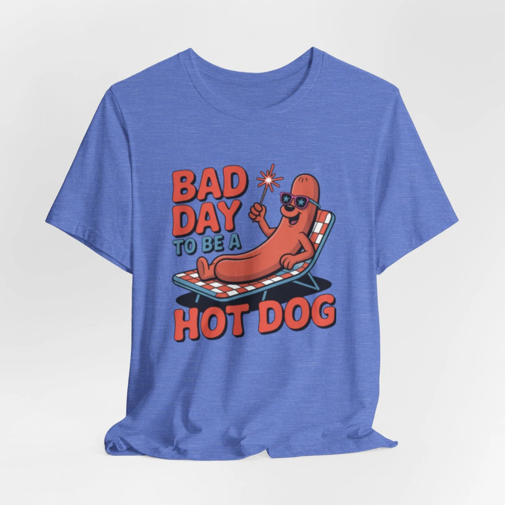 Bad Day to Be a Hot Dog Fourth of July tee | Funny Hot Dog Cartoon T-Shirt