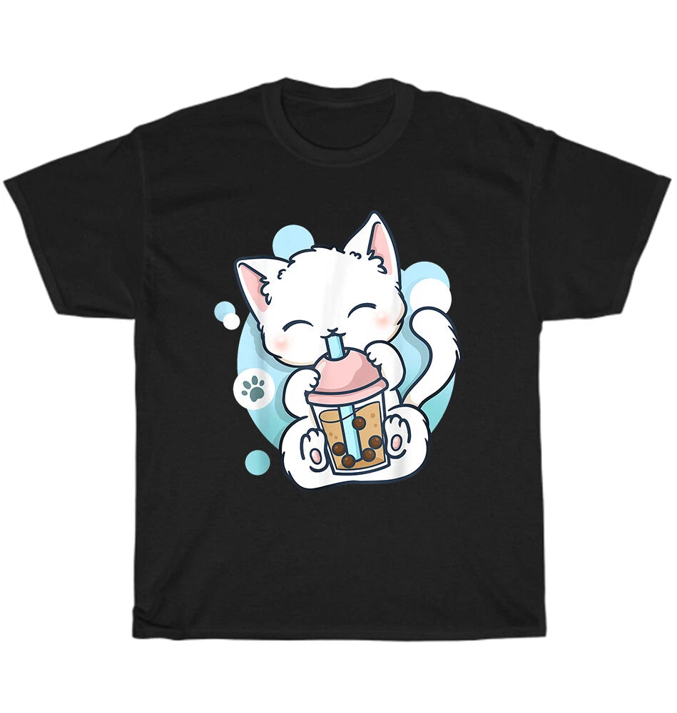 Cat Boba Tea Bubble Tea Anime Kawaii Neko Cats Pet Kitten Lover T-Shirt Unisex