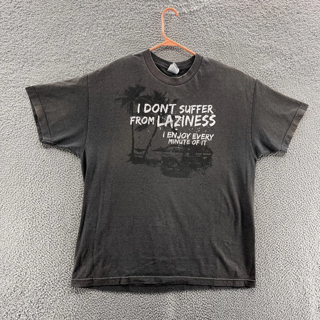 VINTAGE Funny T Shirt Men Extra Large Gray Graphic Casual Suffer from Laziness