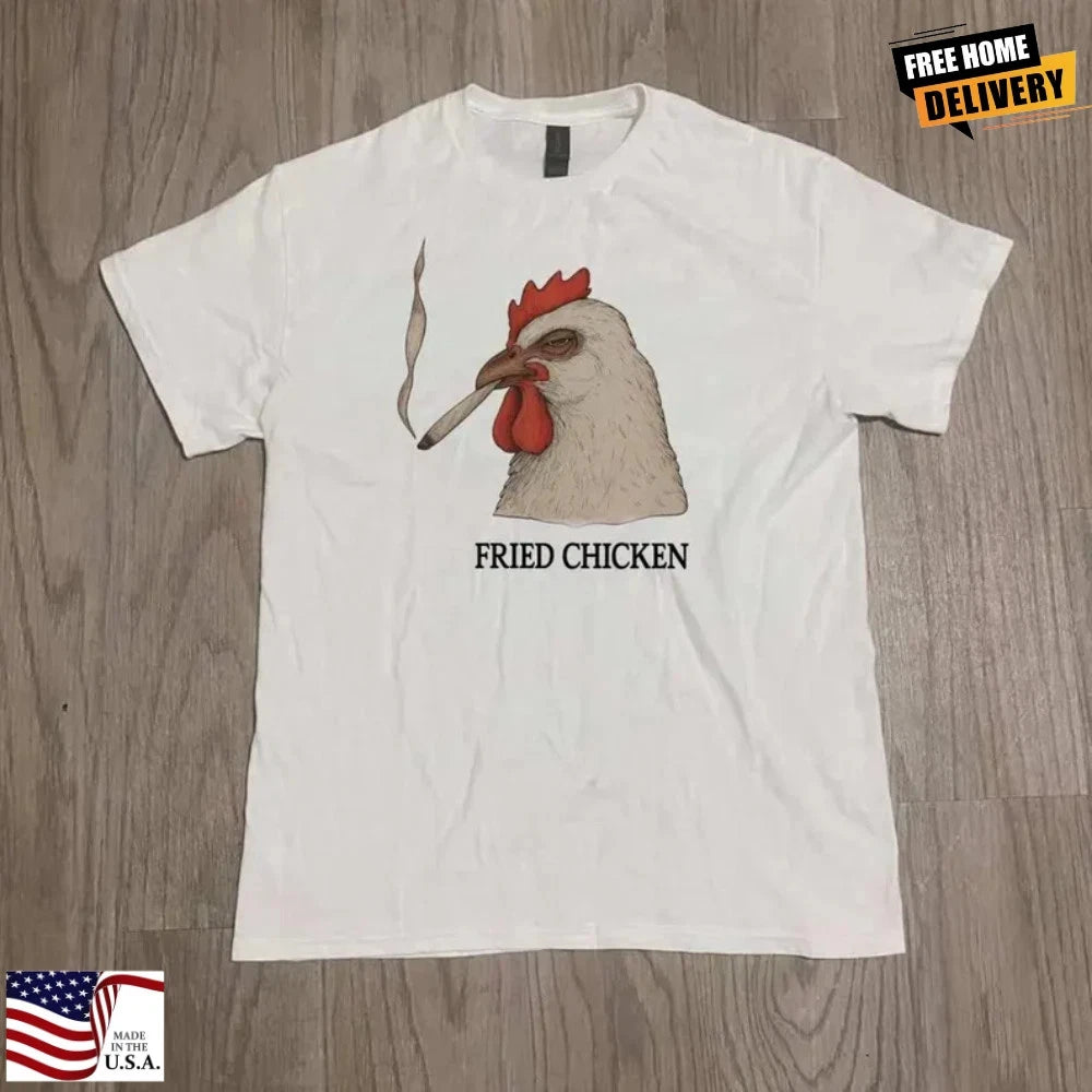 Funny Fried Chicken Shirt, Stoner Chicken Tee, Smoking Chicken Graphic, Trendy S