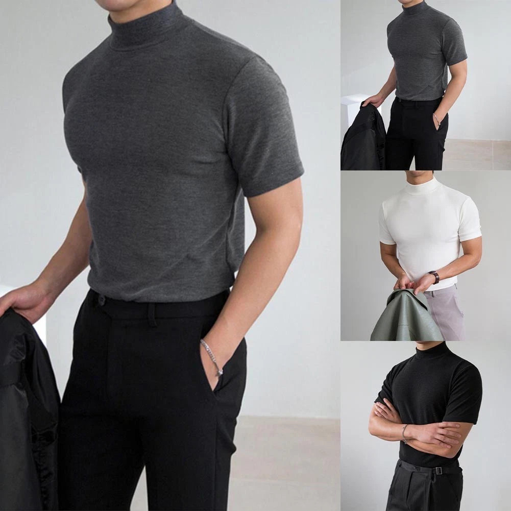 Everyday Wear Half High Collar Tee Casual Daily Wear Mock Neck Spring Summer
