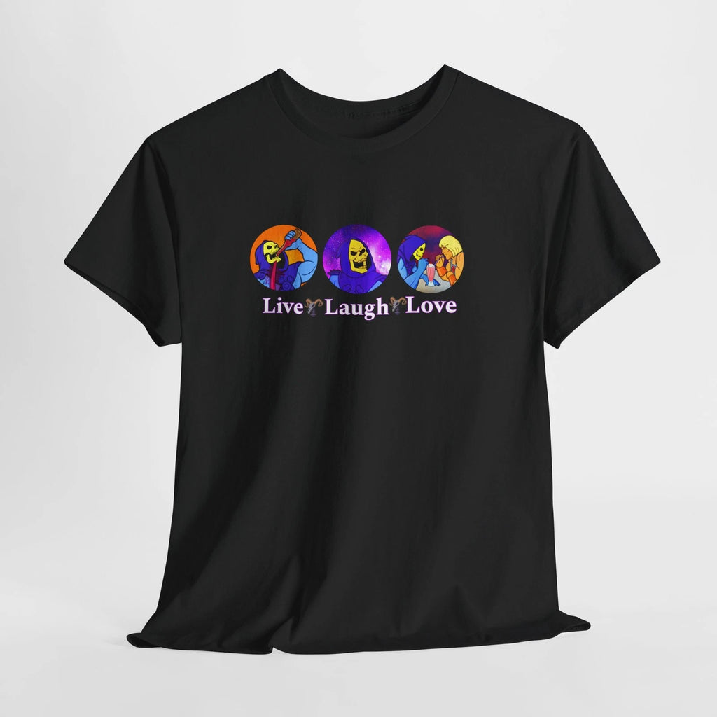 He-Man Skeletor T-Shirt Funny Live Laugh Love Retro 80s Cartoon Tee