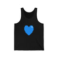 Unisex Jersey Tank Cute 8-Bit Retro Pixel Art Blue Gamer Heart Design