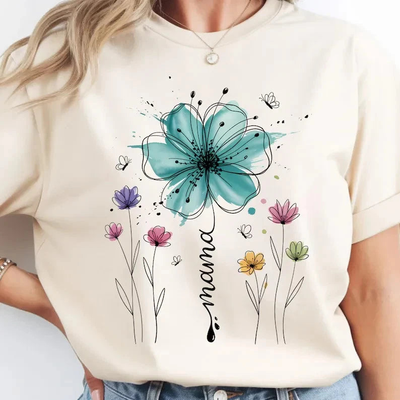 Boho Flower Design Motherhood PNG Floral Aesthetic Retro Shirt