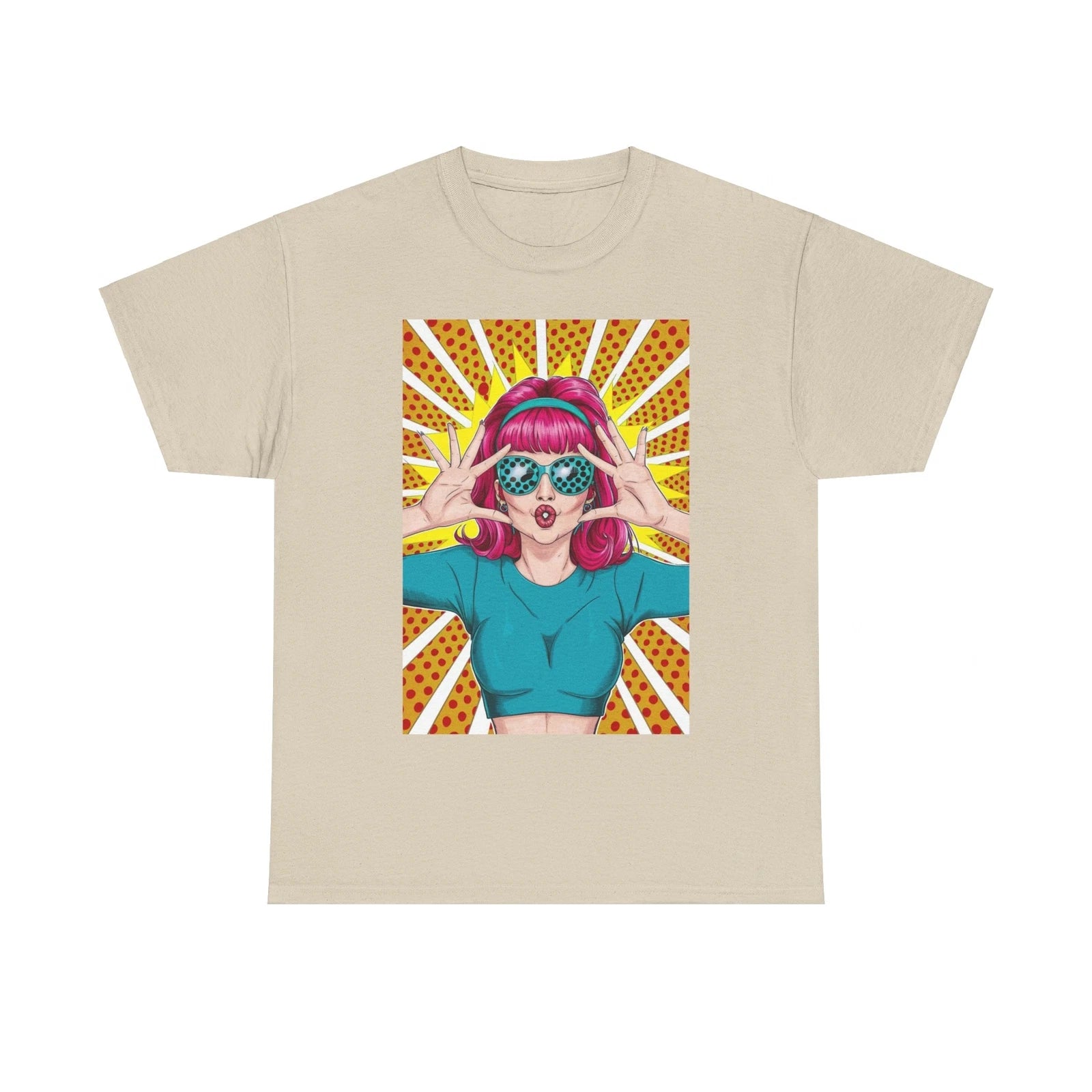 Sexy Retro PopArt Girl Vibrant Colors Unisex heavy cotton Tshirt