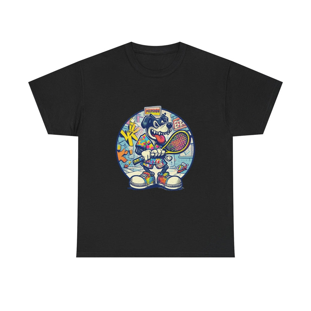 Retro Tennis Dog Graphic Tee Vintage Streetwear Sports Lover Shirt Kawaii Gift