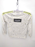 Hype Shirt Mens Medium White Long SLeeve Tee Paint Splatter Speckled Streetwear