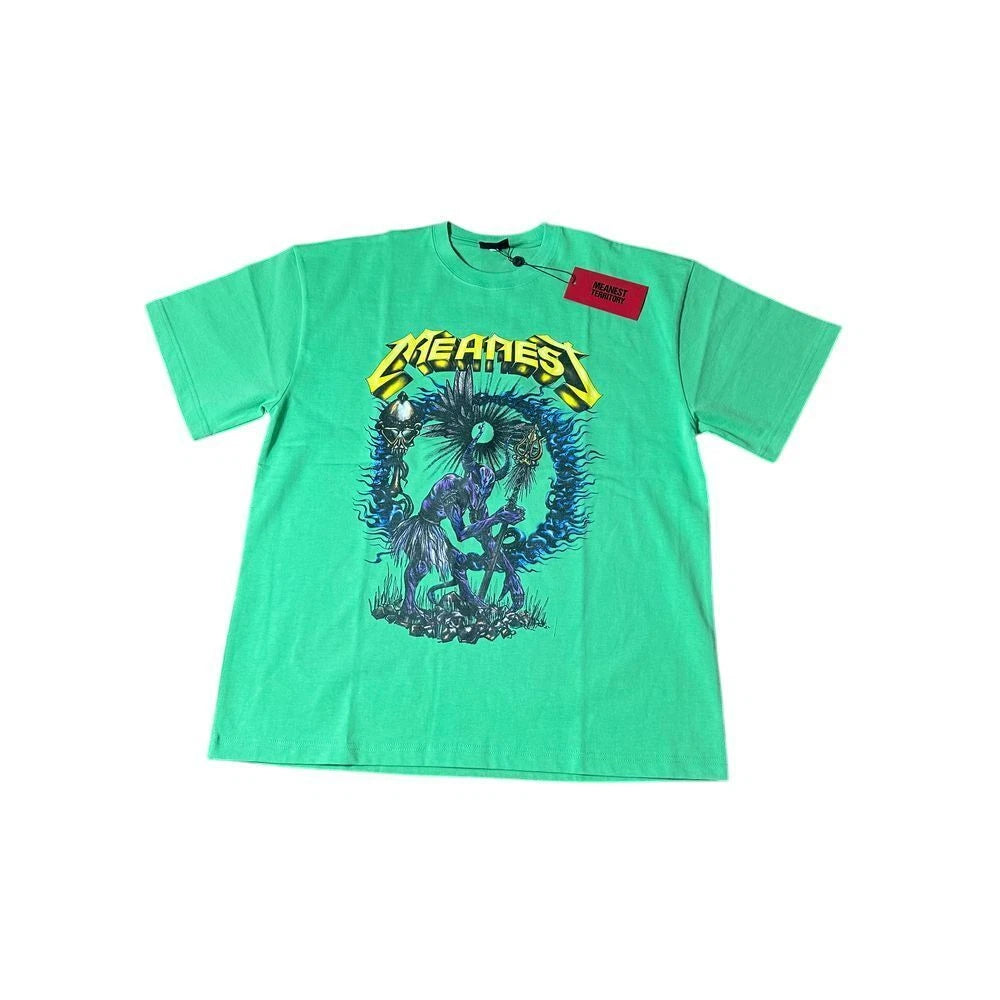 Meanest Unisex Graphic T-Shirt Skull Monster Design Green Urban Fashion Size M