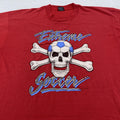 Vintage Extreme Soccer Shirt Mens 2XL Red Skull Bones Skeleton Made USA 90s Tee