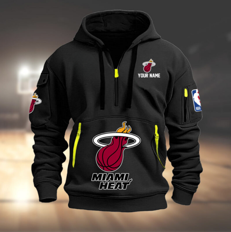 Personalize Miami Basketball Team Quarter Zip Hoodie