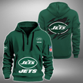 Personalize NY Jets Football Team Quarter Zip Hoodie