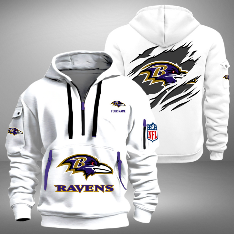 Personalize Baltimore Football Team Quarter Zip Hoodie