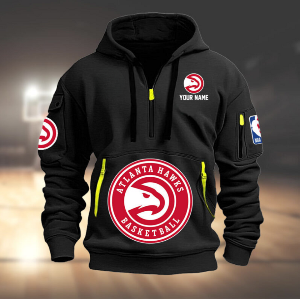 Personalize Atlanta Basketball Team Quarter Zip Hoodie