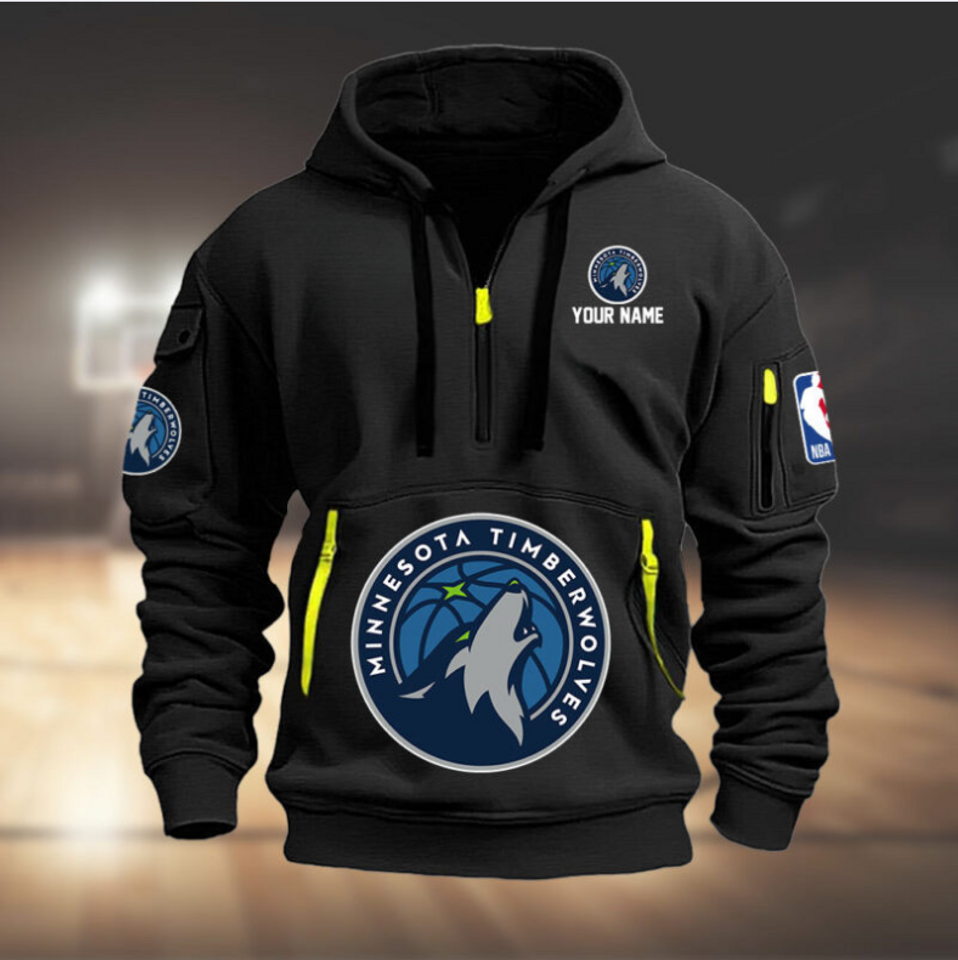 Personalize Minnesota Basketball Team Quarter Zip Hoodie