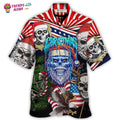 Skull Christmas Us Flag Skeleton Horror Merry Christmas Hawaiian Shirt - Trendy Aloha