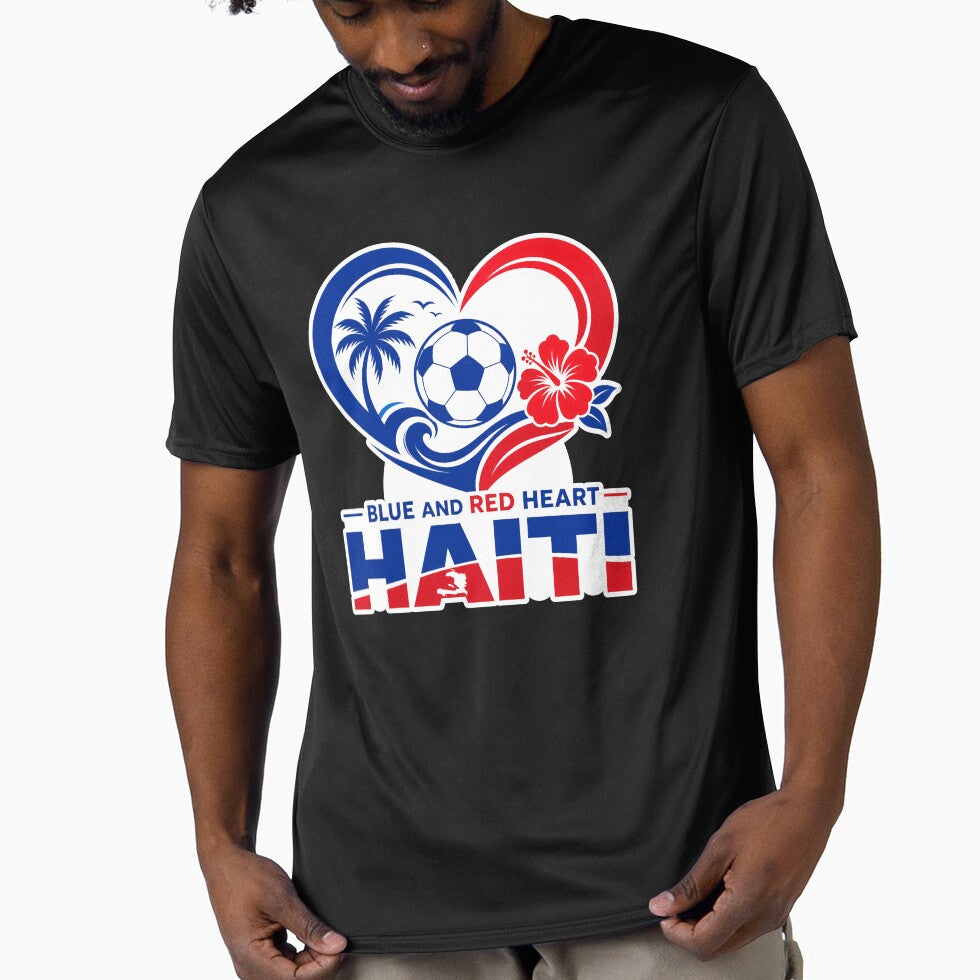 Haiti 2026 Blue Red Football Heart by RedCircleArt