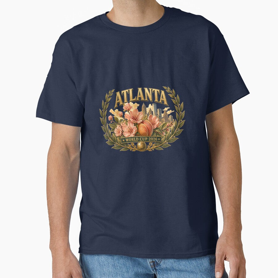 Elegant and Floral Atlanta 2026 World Cup Host City  — Georgia Peach Laurel Wreath by BrickByDream