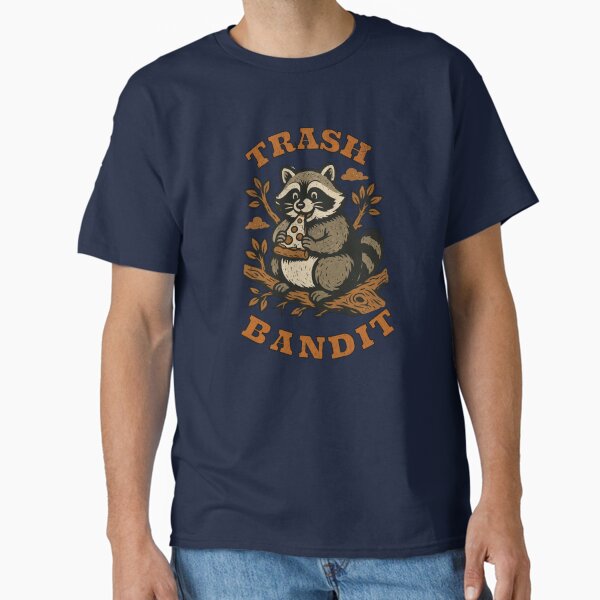 Trash Bandit Funny Raccoon Eating Pizza Cartoon Humor Classic T-Shirt