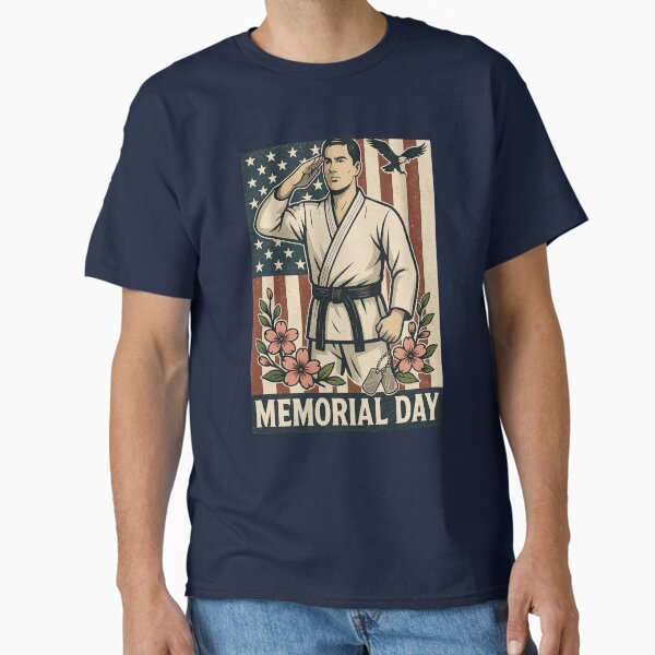 Memorial Day Martial Arts, Vintage Flag Karate Male Black Belt Classic T-Shirt