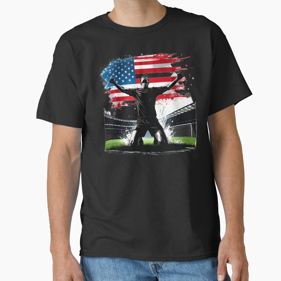 USA Soccer Player Goal Celebration — American Flag Football Fan by icemanphotos